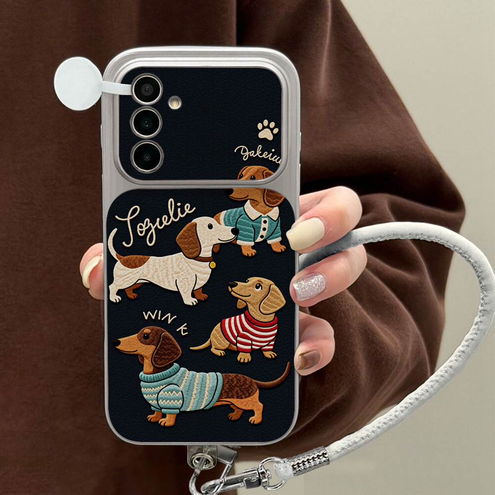 Cartoon Dachshund Phone Case F - Cute Cartoon Wrist Strap Silicone Case review and price