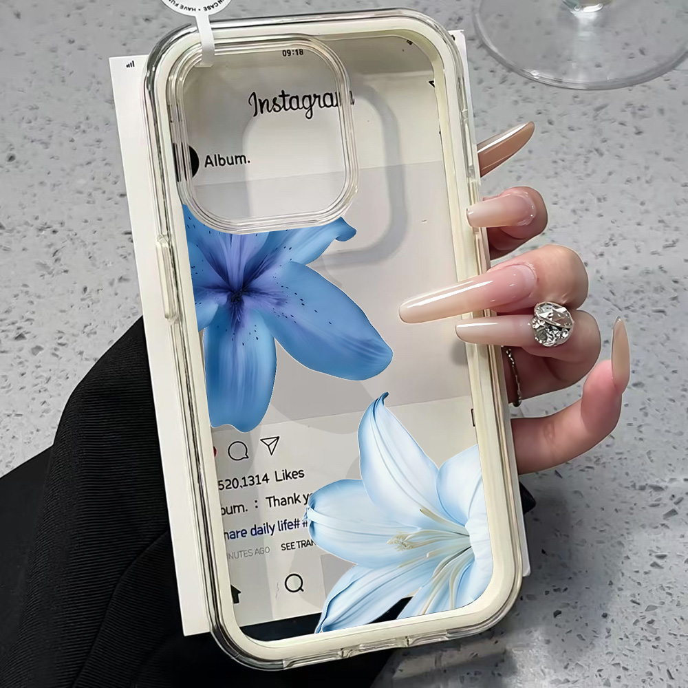 Blue Lily Flower Clear Phone C - Clear Shockproof Bumper Case review and price